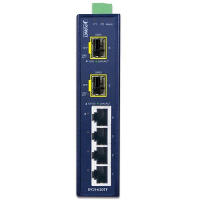 PLANET IFGS-620TF Industrial 4-Port 10/100TX + 2-Port 1000X SFP Ring Ethernet Switch