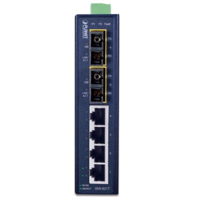 PLANET ISW-621T 4+2 100FX Port Multimode Industrial Ethernet Switch - 2km (-40~85C)