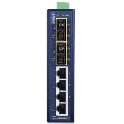 PLANET ISW-621 4+2 100FX Port Multimode Industrial Ethernet Switch - 2km  (-10~60C)