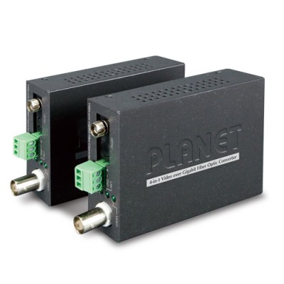 PLANET VF-106G-KIT  1-Channel 4-in-1 Video over Gigabit Fiber(SC WDM) converter up to 20KM, a pair include Tx & Rx in package (TVI/CVI/AHD/CVBS)