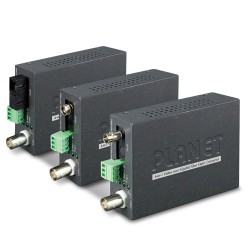 PLANET VF-101G-KIT 1-Channel 4-in-1 Video over Gigabit Fiber(ST) converter up to 20KM, a pair include Tx & Rx in package (TVI/CVI/AHD/CVBS)