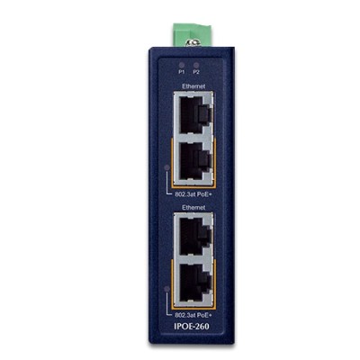 PLANET IPOE-260 Industrial 2-port 10/100/1000T 802.3at PoE+ Injector Hub