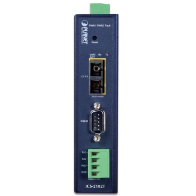 PLANET ICS-2105AT IP30 Industrial 1-Port RS232/RS422/RS485 Serial Device Server (1 x 100BASE-FX SFP slot)
