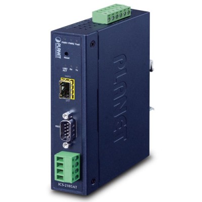 PLANET ICS-2105AT IP30 Industrial 1-Port RS232/RS422/RS485 Serial Device Server (1 x 100BASE-FX SFP slot)