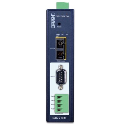 PLANET IMG-2102T IP30 Industrial 1-Port RS232/RS422/RS485 Modbus Gateway (1 x 100BASE-FX SC, Multimode - 2km)