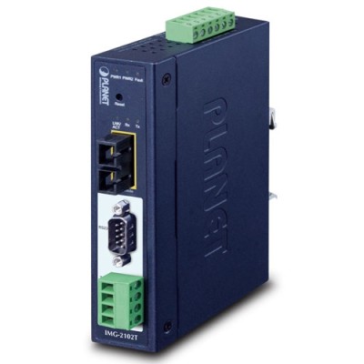 PLANET IMG-2102T IP30 Industrial 1-Port RS232/RS422/RS485 Modbus Gateway (1 x 100BASE-FX SC, Multimode - 2km)