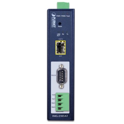 PLANET IMG-2102T IP30 Industrial 1-Port RS232/RS422/RS485 Modbus Gateway (1 x 100BASE-FX SC, Multimode - 2km)