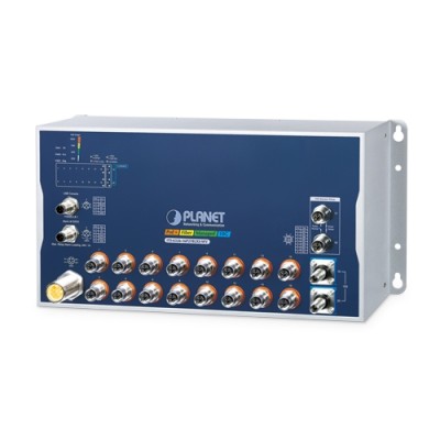 PLANET ITS-6326-16P2T2XS-WV Industrial L3 16-Port 10/100/1000T with 8-/16-Port 802.3at PoE M12 + 2-Port 10GBASE-T M12 Bypass + 2-Port 10G Q-ODC Managed Ethernet Switch