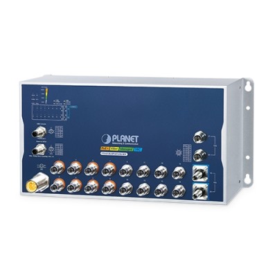 PLANET ITS-6326-16P2T2XS-WV Industrial L3 16-Port 10/100/1000T with 8-/16-Port 802.3at PoE M12 + 2-Port 10GBASE-T M12 Bypass + 2-Port 10G Q-ODC Managed Ethernet Switch