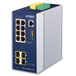 PLANET IGS-5225-8P4S-12V Industrial L2+ 8-Port 10/100/1000T 802.3at PoE + 2-Port 100/1G SFP + 2-Port 100/1G/2.5G SFP Managed Ethernet Switch w/ 12V Booster PLANET IGS-5225-8P4S-12V Industrial L2+ 8-Port 10/100/1000T 802.3at PoE + 2-Port 100/1G SFP + 2-Port 100/1G/2.5G SFP Managed Ethernet Switch w/ 12V Booster