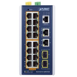 PLANET IGS-4215-16P2T2S Industrial 16-Port 10/100/1000T 802.3at PoE + 2-Port 10/100/1000T + 2-Port 100/1000X SFP Managed Ethernet Switch PLANET IGS-4215-16P2T2S Industrial 16-Port 10/100/1000T 802.3at PoE + 2-Port 10/100/1000T + 2-Port 100/1000X SFP Managed Ethernet Switch