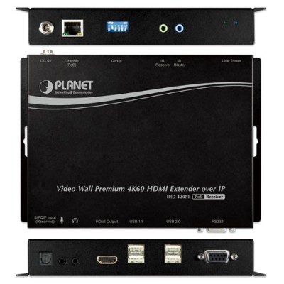 PLANET IHD-420PT Video Wall 4K/60 HDMI & USB over IP Transmitter with PoE