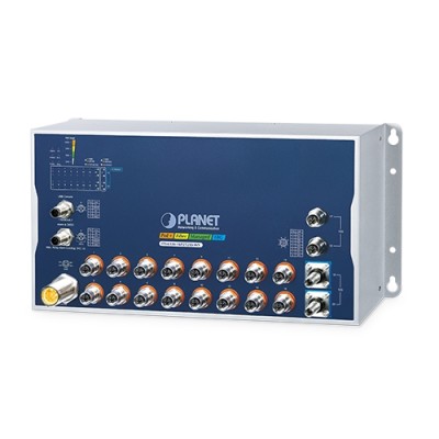 PLANET ITS-6326-16P2T2XS-WV Industrial L3 16-Port 10/100/1000T with 8-/16-Port 802.3at PoE M12 + 2-Port 10GBASE-T M12 Bypass + 2-Port 10G Q-ODC Managed Ethernet Switch