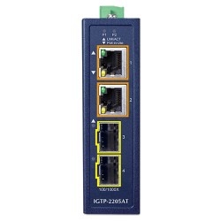 PLANET IGTP-2205AT Compact Industrial 2-Port 100/1000X SFP to 2-Port 10/100/1000T 802.3at PoE+ Media Converter PLANET IGTP-2205AT Compact Industrial 2-Port 100/1000X SFP to 2-Port 10/100/1000T 802.3at PoE+ Media Converter