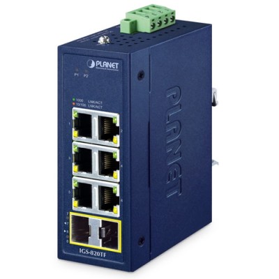 PLANET IGS-820TF Compact Industrial 6-Port 10/100/1000T + 2-Port 100/1000X SFP Ethernet Switch