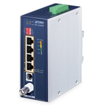 PLANET IVC-234GPT Industrial 4-Port 10/100/1000T 802.3at PoE+ to VDSL2 Extender