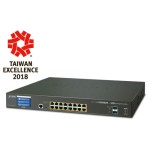 PLANET GS-5220-16P2XVR L2+ 16-Port 10/100/1000T 802.3at PoE + 2-Port 10G SFP+ Managed Switch with LCD Touch Screen (220W)