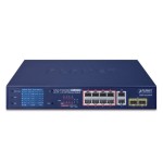 PLANET GSD-1222VHP 8-Port 10/100/1000T 802.3at PoE + 2-Port 10/100/1000T + 2-Port 1000X SFP Ethernet Switch with PoE LCD Monitor