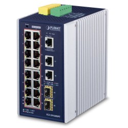 Planet IGS-20160HPT Industrial 16-Port 10/100/1000T 802.3at PoE + 2-Port 10/100/1000T + 2-Port 100/1000X SFP Managed Switch (-40~75 degrees C)