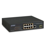 Planet FGSD-1011HP 8-Port 10/100TX 802.3at PoE + 1-Port 10/100/1000T + 1-Port 100/1000X SFP Desktop Switch (120 watts)