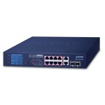 Planet FGSD-1022VHP 8-Port 10/100TX 802.3at PoE + 2-Port Gigabit TP/SFP combo Desktop Switch with LCD PoE Monitor (120 Watts)