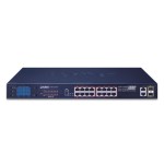 PLANET FGSW-2022VHP 12-Port 10/100TX 802.3at PoE + 4-Port 10/100TX 802.3bt PoE + 2-Port Gigabit TP + 2-Port SFP Ethernet Switch with LCD Management