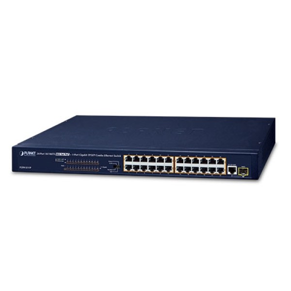 PLANET FGSW-2511P 24-Port 10/100BASE-TX 802.3at PoE + 1-Port Gigabit TP/SFP Combo Ethernet Switch