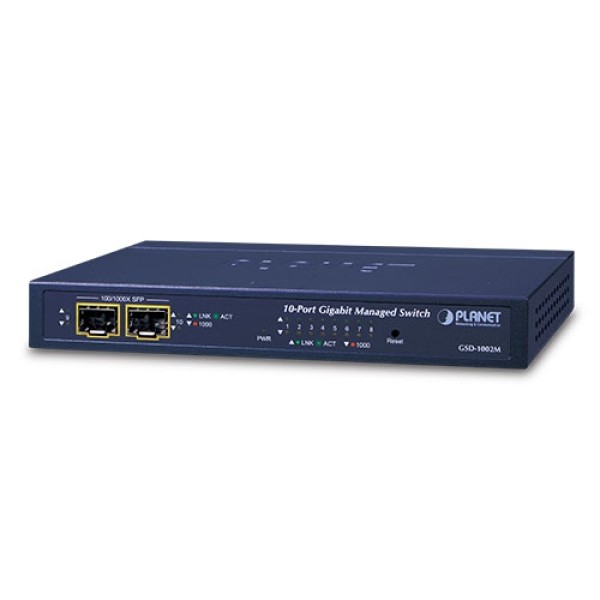 Planet GSD-1002M 8-Port 10/100/1000Mbps + 2-Port 100/1000X SFP Managed Desktop Switch