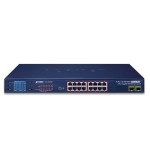Planet GSW-1820VHP 16-Port 10/100/1000T 802.3at PoE + 2-Port Gigabit SFP Ethernet Switch with LCD PoE Monitor (300W)