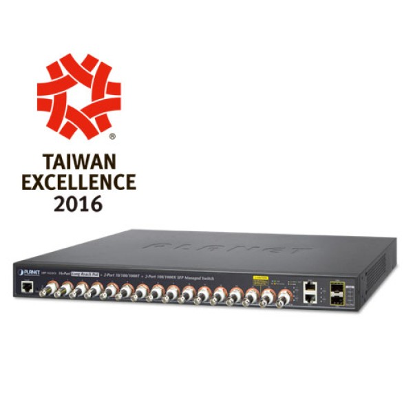 Planet LRP-1622CS 16-port Coax + 2-port 10/100/1000T + 2-port 100/1000X SFP Long Reach PoE over Coaxial Managed Switch