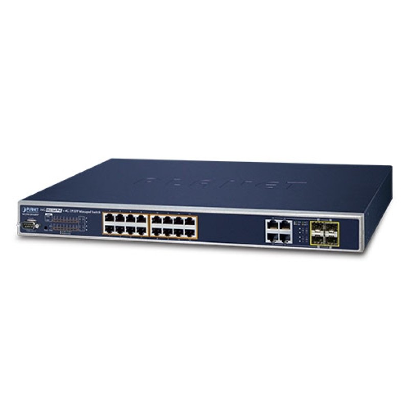 Planet WGSW-20160HP 16-Port 10/100/1000Mbps 802.3at PoE + 4-Port Gigabit TP  / SFP Combo Managed Switch
