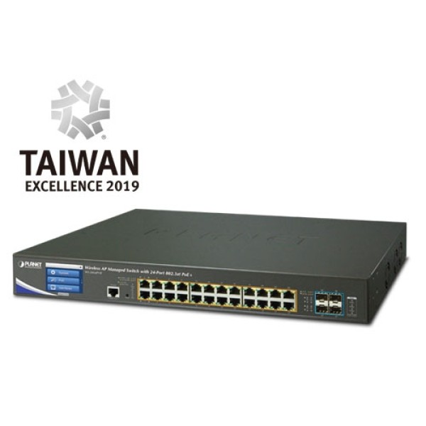 PLANET WS-2864PVR Wireless AP Managed Switch with 24-Port 802.3at PoE + 4-Port 10G SFP+ + LCD Touch Screen and 48VDC Redundant Power