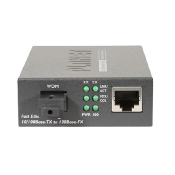 PLANET FT-806B20 10/100Base-TX to 100Base-FX (WDM TX:1550nm, SM) Bridge Media Converter -20km