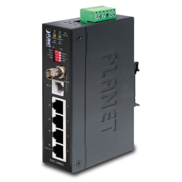 Planet IVC-2002 4-Port 10/100Base-TX + 1-Port BNC / RJ-11 Industrial Ethernet Extender